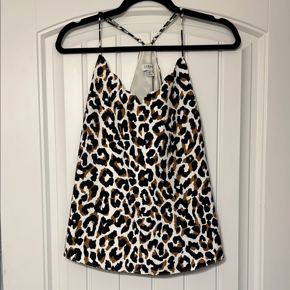 J.Crew women’s leopard print tank with scallop details